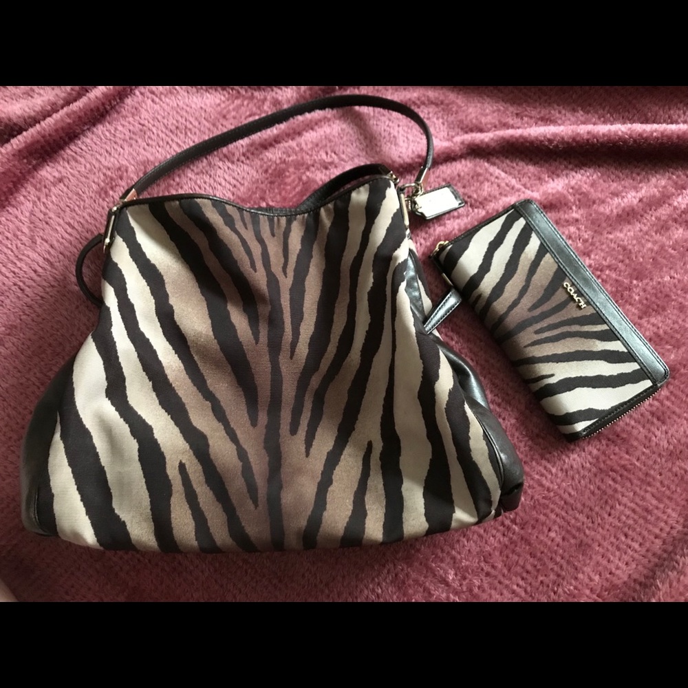 Coach Zebra print purse and wallet